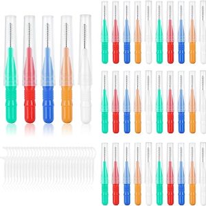 ACWOO Interdental Brushes, 60 Pcs Dental Brushes Toot Floss Set with 30 Pcs Soft Dental Brushes and 30 Pcs Floss Picks, Oral Dental Hygiene Brush...