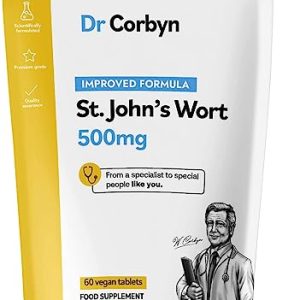 Dr Corbyn St. John's Wort 500mg - 60 Tablets | 500mg Per Tablet (Maximum Strength) | St. John's Wort Extract | Vegan & UK Made