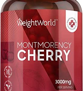 Montmorency Cherry Capsules 3000mg - 180 Tart Cherry Capsules (3 Month Supply) - Vegan & Natural Tart Cherry Extract Supplement (Not Cherry...