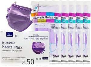 yinhonyuhe medical disposable face mask 50 units colour purple ce