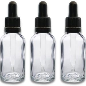 30ml Clear Glass Dropper Bottles with Black Pipettes (PACK OF 3) Suitable for Suitable for Aromatherapy, Arts and Crafts, Baking, First Aid,...