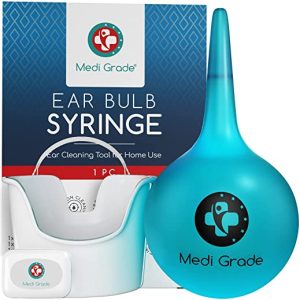 Ear Syringe Kit for Removing Ear Wax [200 ml] Ear Syringe Kit With Rubber Ear Bulb, Basin, Towel & Bag By Medi Grade - Ear Cleaning Kit With...