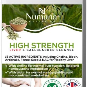 High Strength Liver & Gallbladder Cleanse by Numana Wellbeing | 60 Vegan Capsules | with Choline for Liver Function Support, Lipid & Homocysteine...