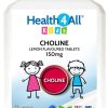 Kids Choline 150mg Chewable 60 Tablets Vegan Children's Supplement to Support Memory and Learning. Made in The UK by Health4All