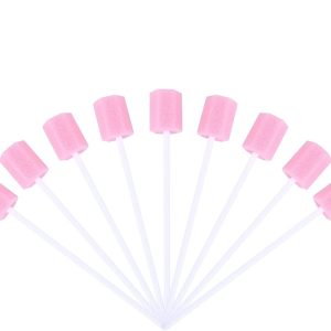ROSENICE Mouth Sponges Dental Swabs 100pcs Disposable Oral Care Sponge Swab Tooth Cleaning Mouth Swabs (Pink)