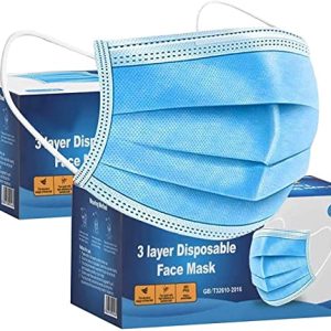 100 PCS -3-Layer Protective Disposable Face Masks, Breathable Face Mask,High Filterability, Sutaible For Sensitive Skin (Blue)
