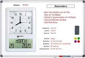 geemarc viso memoday reminder board with integrated atomic radio day clock