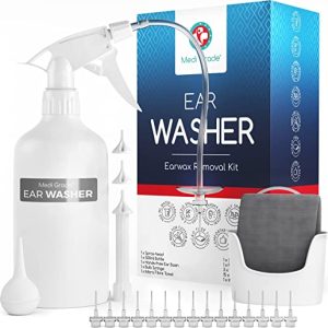 Medi Grade Ear Wax Removal Kit, 500ml Bottle - Ear Cleaner Ear Wax Remover with Ear Bulb Syringe, 2x Spray Nozzles. Control Cerumen with our...