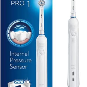 Oral-B Pro 1 Electric Toothbrush with Pressure Sensor, 1 Handle, 1 Toothbrush Head, 1 Mode with 3D Cleaning, 2 Pin UK Plug, 600, White