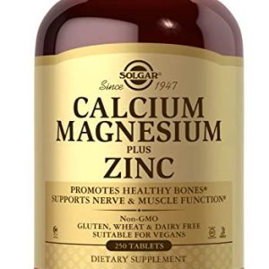 Solgar Calcium Magnesium Plus Zinc Tablets - Pack of 250 - Healthy Bones, Teeth & Muscles - Supports Health of Nervous System - Vegan