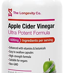 Apple Cider Vinegar Capsules - Can be Used Alongside Weight Loss, Fat Burner, Slimming or Detox Programs - 1500mg Ingredients Per Serving - Keto...