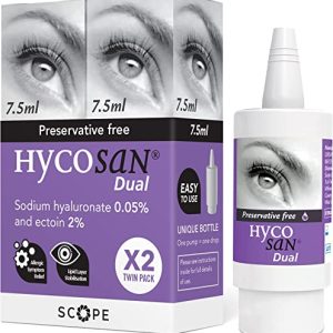 Hycosan Dual Twin Pack - Preservative Free Eyedrops - 0.05% Sodium Hyaluronate and 2% Ectoin- Recommended for Relief from Lipid Deficient Dry Eye...