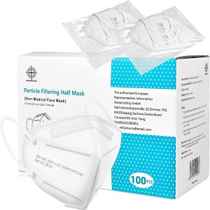 magriaid FFP2 Mask Black White KN95/N95 Face Masks [20-30-50-100] 5 Layer Filtration, Disposable Face Masks CE Certified, Masks Mouth Cover For...