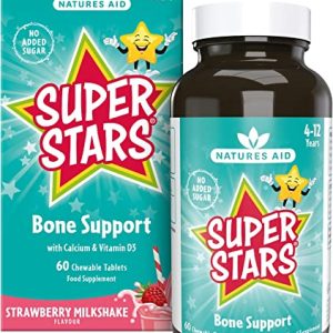 Natures Aid Super Stars Bone Support for Children 4-12 Years, 60 Chewable Tablets