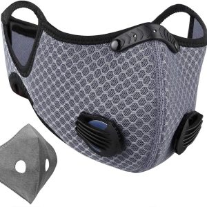 NUÜR Face Mask with Dual Air Filtration Valves, Soft Plastic Nose Clip and Strap for Protection, One Extra Replaceable Filter Provided, Washable,...