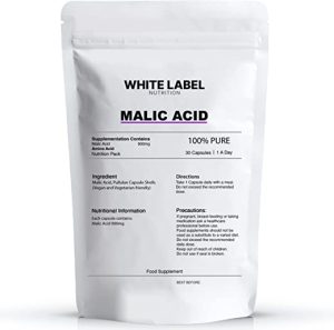 white label nutrition malic acid supplement high potency 30 capsules