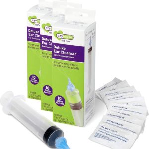 EZY DOSE Deluxe Ear Wax Removal Syringe for Ear Irrigation and Saline Packets, Bonus Pack of 3