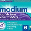 Imodium Dual Action, Relief from Diarrhoea Plus Painful Cramping Bloating Wind, Blue, 6 Tablets (Pack of 1)