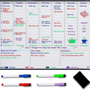 Magnetic Weekly Planner Fridge Whiteboard - Weekly Meal Planner - Family Planner - Get organised to Reduce Stress in Your Life