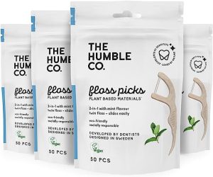 The Humble Co. Plant Based Floss Picks | Fresh Mint | Eco-Friendly, Vegan for Your Everyday Oral Care - Dentist Approved - Removes Plaque and Gives...