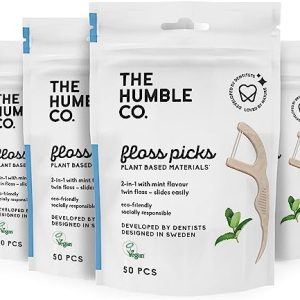 The Humble Co. Plant Based Floss Picks | Fresh Mint | Eco-Friendly, Vegan for Your Everyday Oral Care - Dentist Approved - Removes Plaque and Gives...