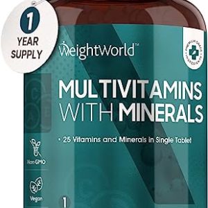 Vegan Multivitamins and Minerals - 1 Year Supply – Peppermint Flavour – High Strength Multivitamin Tablets for Men & Women - 1 A Day - 25 Active...