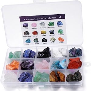 JSDDE Mineral Rock Variety Rough Raw Crystals Gemstone Meteorite Fragment Healing Energy Crystal Stone Box Gifts