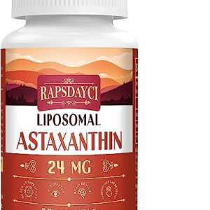 Liposomal Astaxanthin Supplement 24mg Per Serving, Powerful Antioxidant Formula Than VIT C, Eye & Immune Health Support, Superior Absorption (60...