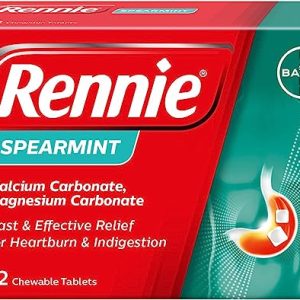 Rennie Antacids, Spearmint Flavour, 72 Count (Pack of 1)