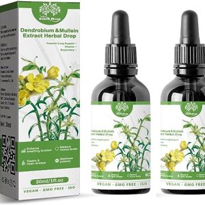 2PCS Clearbreath Dendrobium & Mullein Extract - Powerful Lung Support & Cleanse & Respiratory, Herbal Lung Health Essence, Dendrobium Mullein...