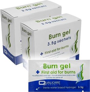 50x 35g qualicare soothing burns scalds emergency sunburn packet gel sachets
