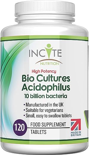 Acidophilus Bio Cultures 10 Billion CFU Food Supplement - 120 Easy Swallow 6mm Tablets Supplement