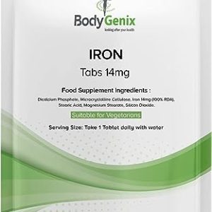Bodygenix Iron 14mg TABS Mineral Supplement, Alleviate Anemia, SAD Relief BODYGENIX UK (30) 1 Month Supply