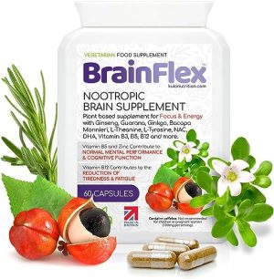 brainflex nootropic brain supplement stack with ginseng ginkgo bacopa