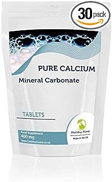 Calcium Carbonate 400mg Mineral Vitamin Food Supplement 30 Tablets Pills Healthy Bones and Teeth Nutrition Supplements HEALTHY MOOD UK Quality...