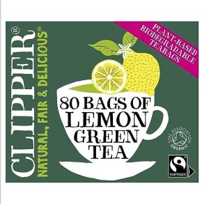 clipper organic lemon green tea bags 80 teabags for home or office pure