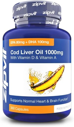 cod liver oil 1000mg 360 capsules of high strength fish oil rich in omega