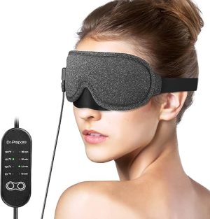 DR.PREPARE Heated Eye Mask, Electric USB Cotton Eye Compress Heating Pad with Smart Temperature & Timer Control, Earplugs for Sleep, Dry Eyes,...