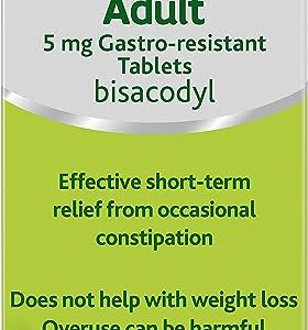 Dulcolax Adult 5 mg Gastro-resistant Tablets - Overnight Relief from Occasional Constipation in 6-12 Hours- Laxative Tablets,20 Count (Pack of 1)