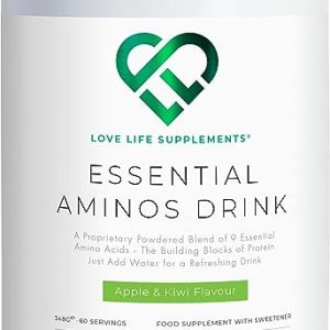 EAA Amino Acids Powder | All 9 Essential Amino Acids Including BCAA's and 2 Grams of Leucine per Serving | Apple & Kiwi Flavour | 348g - 60...