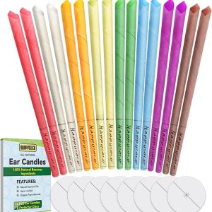 Ear Candles, Happycoco Hopi Ear Candles All Natural Beeswax Canding Cones Ear Wax Remover Candles 100% Non-Toxic Cylinders Fragrance Hollow Cone...