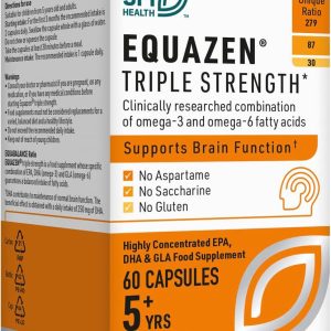 EQUAZEN Triple Strength Capsules | Omega 3 & 6 Supplement | Blend of DHA, EPA & GLA | Supports Brain Function | Suitable from 5 Years Old to Adults...