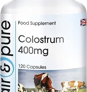 Fair & Pure® - Colostrum 400mg - 120 Capsules from - standardized to 30% immunoglobulin G - Highly dosed and bioavailable - German Quality Production