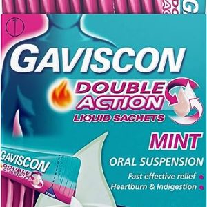 Gaviscon Double Action Heartburn & Indigestion Mint Flavour Sachets 24x10ml, 4 Hour Soothing Digestive Relief, Oral Suspension