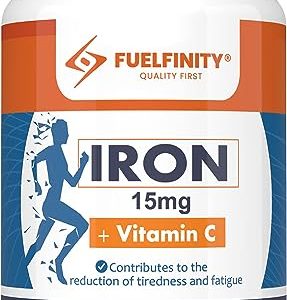 Gentle Iron Tablets high Strength 15mg + VIT C | 365 Days Supply | Tiredness and Fatigue Reduction | high Absorption Iron Supplements for Women &...