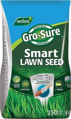 gro sure 20500218 aqua gel coated smart grass lawn seed 250 m2 10 kg green