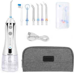 H2ofloss Water Flosser for Teeth Cordless, IPX7 Waterproof Oral Irrigator In 5 Modes and 6 Jets, USB Recharged Water Dental Flosser with 30 Days...