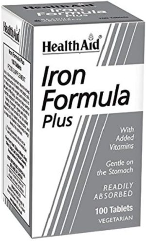 healthaid iron formula plus 100 count pack of 1 vegetarian tablets
