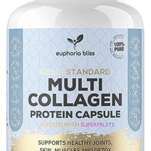 High Strength Multi Collagen 1400MG Tablets - with Turmeric & Kelp - Skin, Hair, Nails & Joints - with Hyaluronic Acid, Blueberry, Biotin, Vitamin...