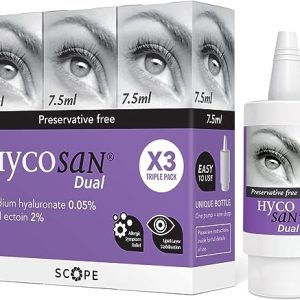 Hycosan Dual Triple Pack - Preservative Free Eyedrops - 0.05% Sodium Hyaluronate and 2% Ectoin- Recommended for Relief from Lipid Deficient Dry Eye...
